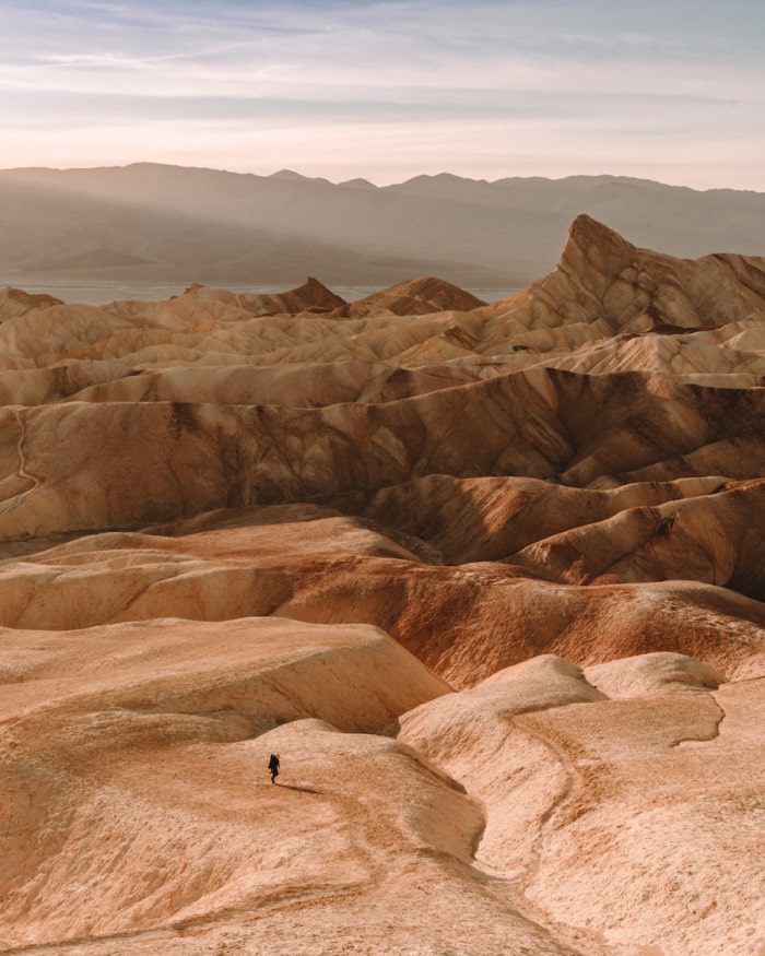 Zabriskie Point en Death Valley en invierno