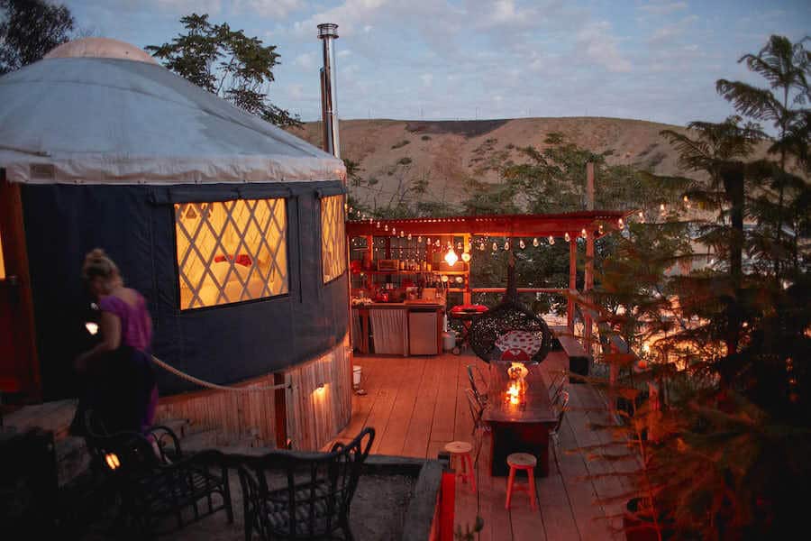 Glamping de yurtas en California