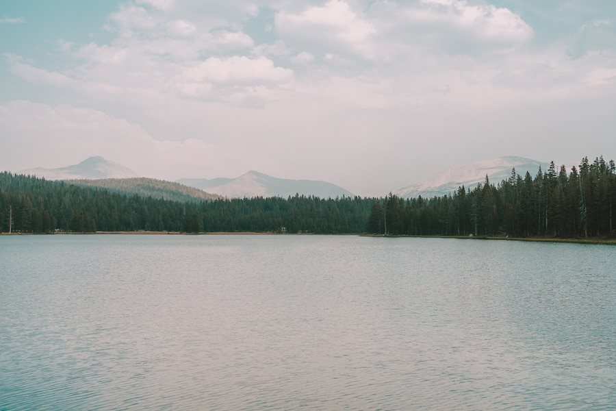 Dog Lake a lo largo de Tioga Road en el Parque Nacional Yosemite