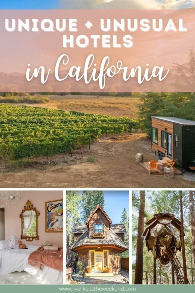 Portada del pin de la publicación del blog de lugares únicos para hospedarse en California