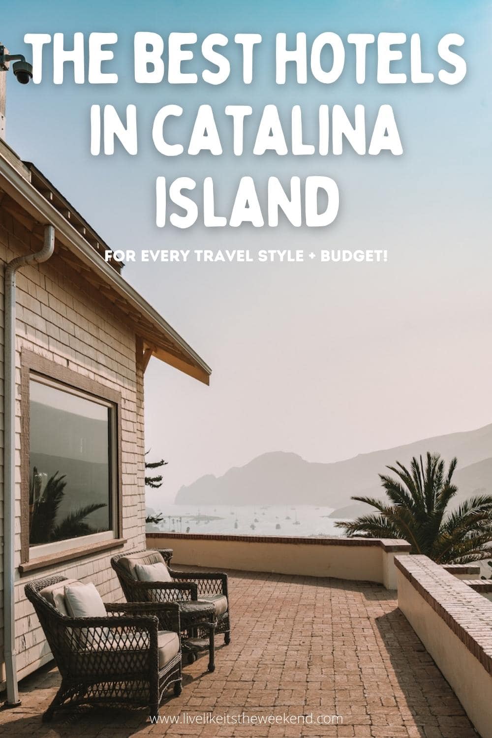 portada de pin para publicación de blog sobre dónde alojarse en la isla catalina, california